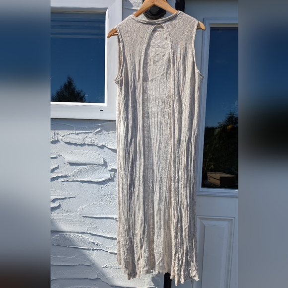 Free People Baja Escape Sleeveless Linen Duster Cream Size Medium - Picture 4 of 6